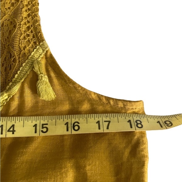 C+D+M dark mustard sleeveless boho pheasant style dress size medium midi - Picture 7 of 10